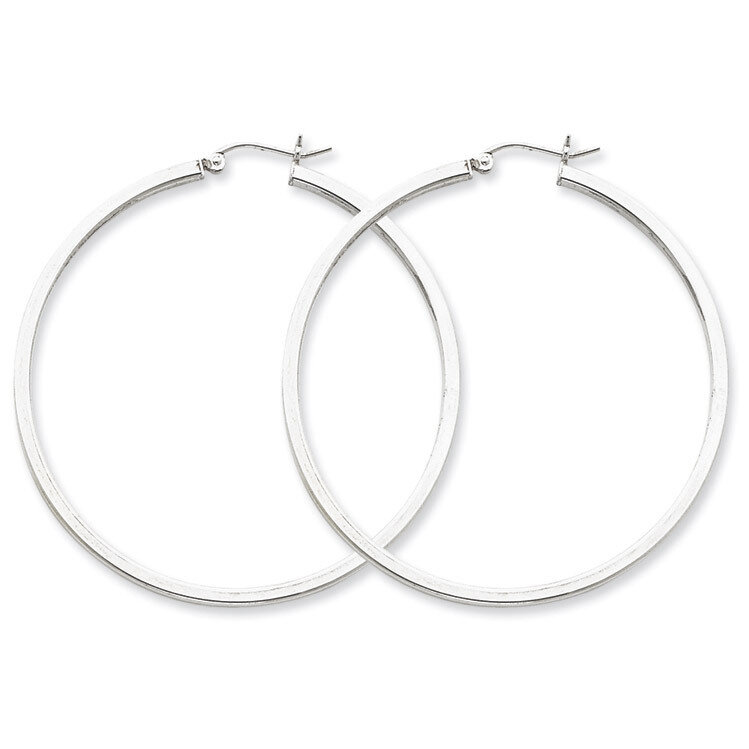 2mm Square Tube Hoop Earrings Sterling Silver Rhodium-plated QE4652, MPN: QE4652, 883957932620