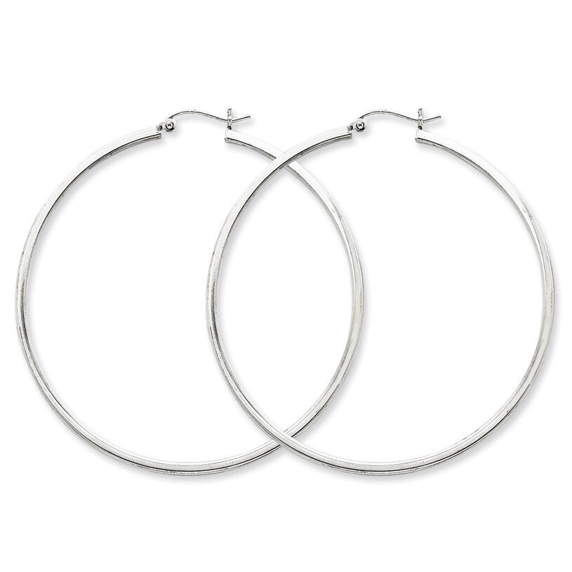 2mm Square Tube Hoop Earrings Sterling Silver Rhodium-plated QE4653, MPN: QE4653, 883957932637