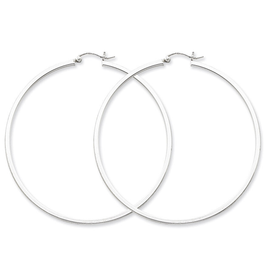2mm Square Tube Hoop Earrings Sterling Silver Rhodium-plated QE4654, MPN: QE4654, 883957932644