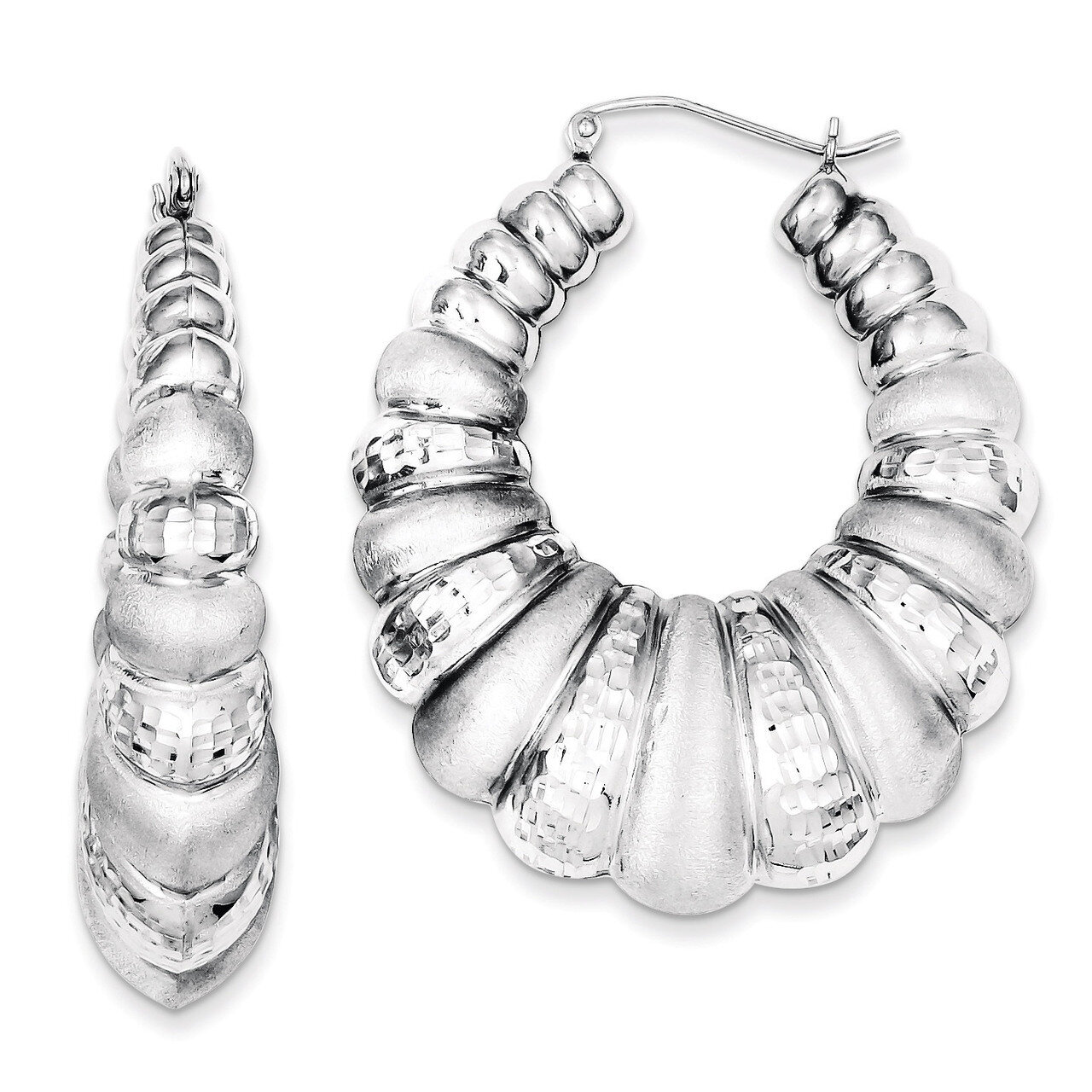 Shrimp Hoop Earrings Sterling Silver Rhodium-plated QE4690