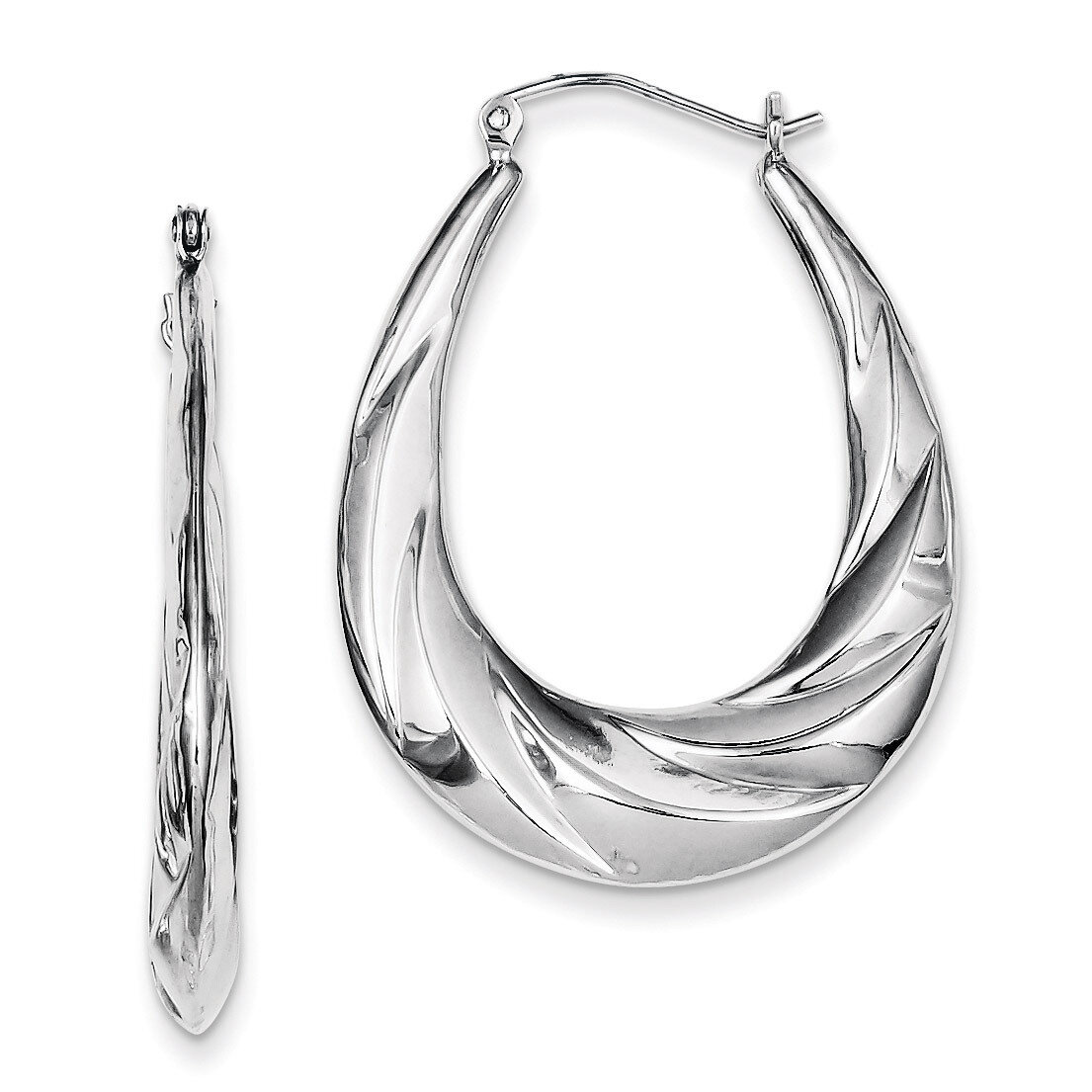 Twisted Scalloped Hoop Earrings Sterling Silver Rhodium-plated QE4696, MPN: QE4696, 883957932996