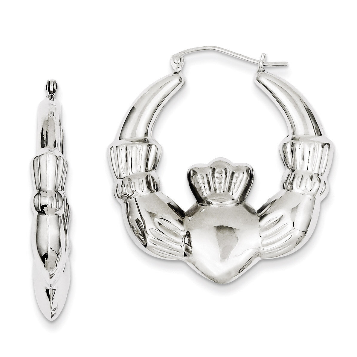 Claddagh Hoop Earrings Sterling Silver Rhodium-plated QE4705