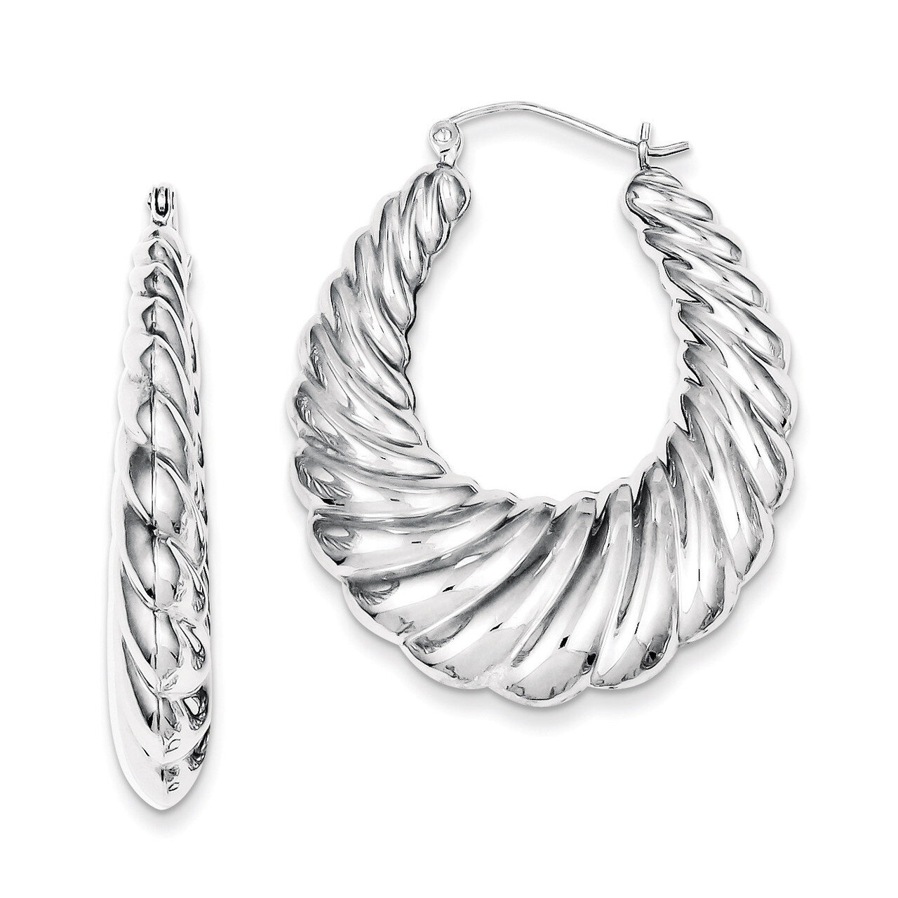 Fancy Shrimp Hoop Earrings Sterling Silver Rhodium-plated QE4720, MPN: QE4720, 883957933238