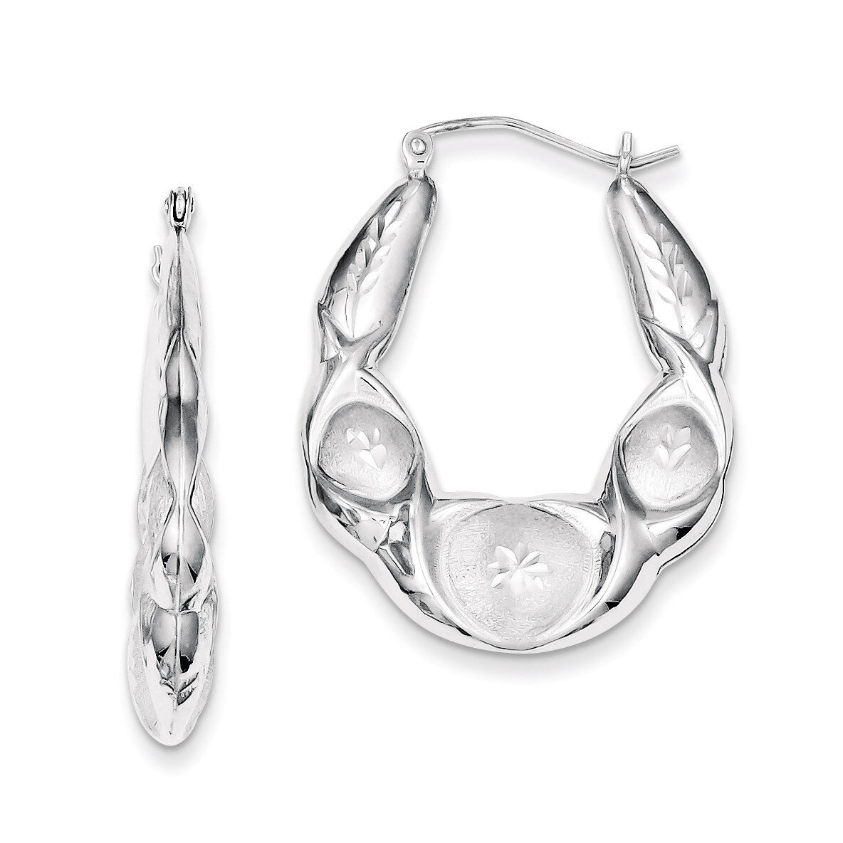 Scalloped Hoop Earring Sterling Silver Rhodium-plated QE4729, MPN: QE4729, 883957933276