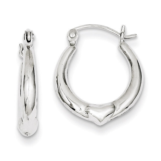 Heart Hoop Earrings Sterling Silver Rhodium-plated QE4740, MPN: QE4740, 883957933375