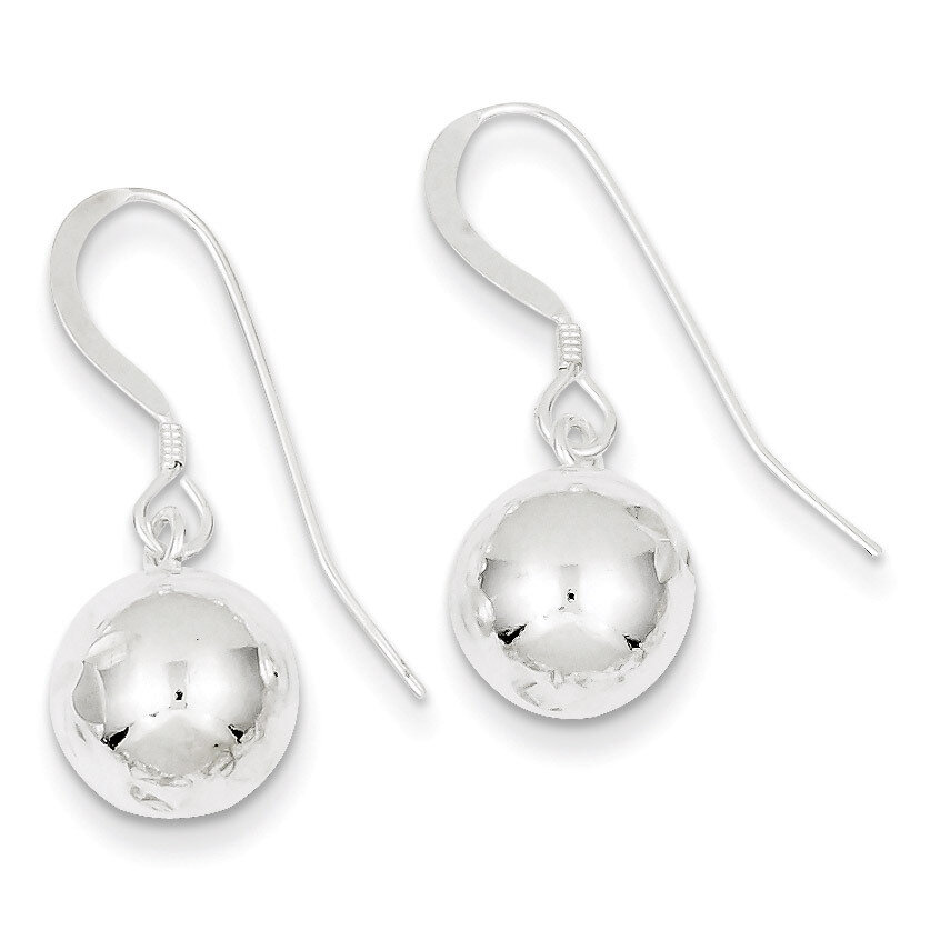 10mm Diamond Cut Bead Dangle Earrings Sterling Silver QE4896, MPN: QE4896, 883957934006