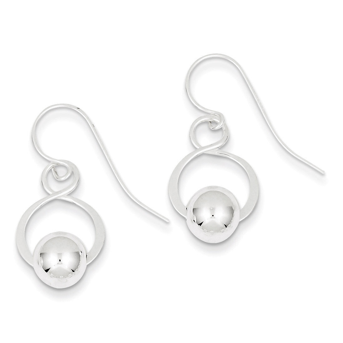 Twist Bead Dangle Earrings Sterling Silver QE4897, MPN: QE4897, 723252497588
