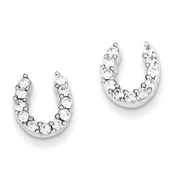 Horseshoe Post Earrings Sterling Silver Diamond QE4923, MPN: QE4923, 886774271637