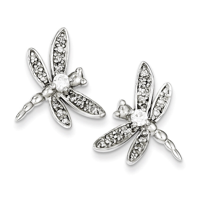 Dragonfly Post Earrings Sterling Silver Diamond QE4946, MPN: QE4946, 883957529578