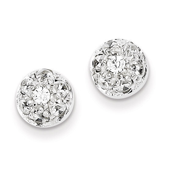 Half Ball Post Earrings Sterling Silver Diamond QE4948