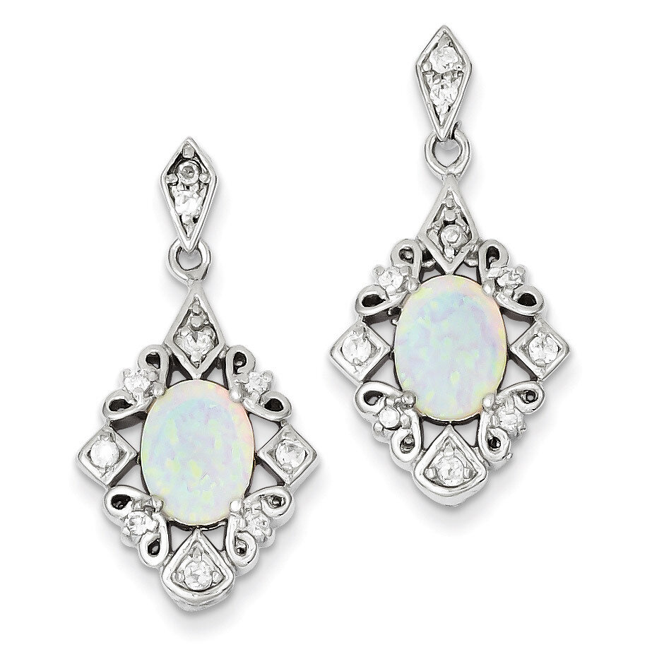 Opal &amp; Diamond Earrings Sterling Silver QE4965, MPN: QE4965, 191101188763