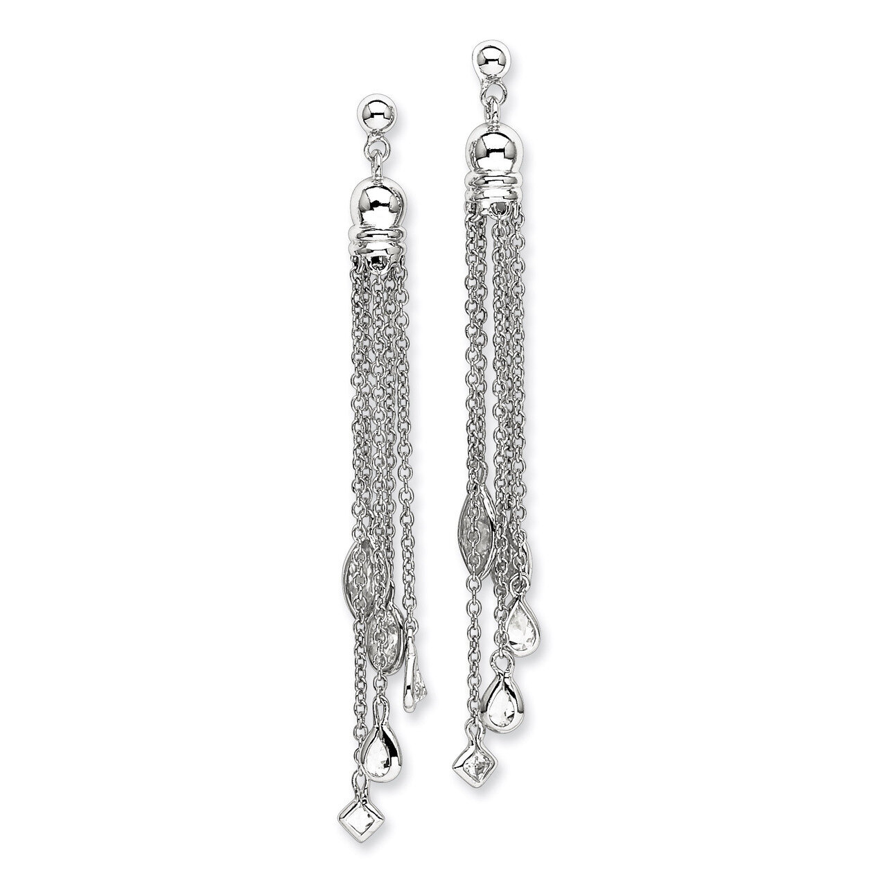 Dangle Post Earrings Sterling Silver Diamond QE5023
