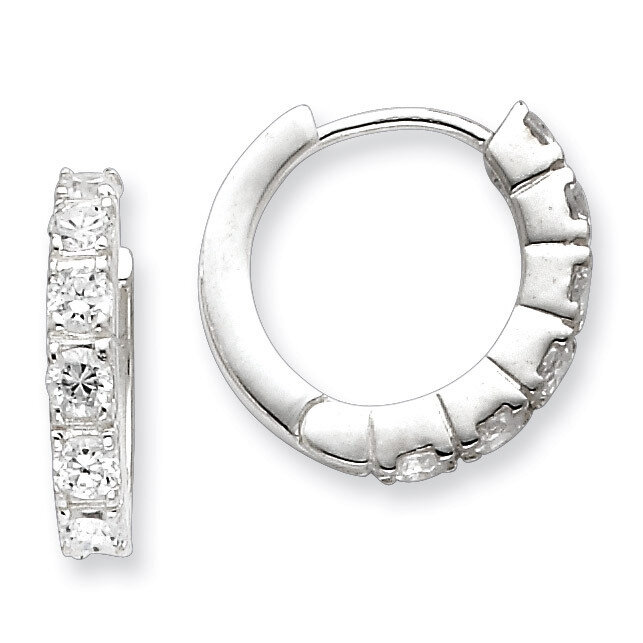 Hinged Hoop Earrings Sterling Silver Diamond QE5040, MPN: QE5040, 886774271576