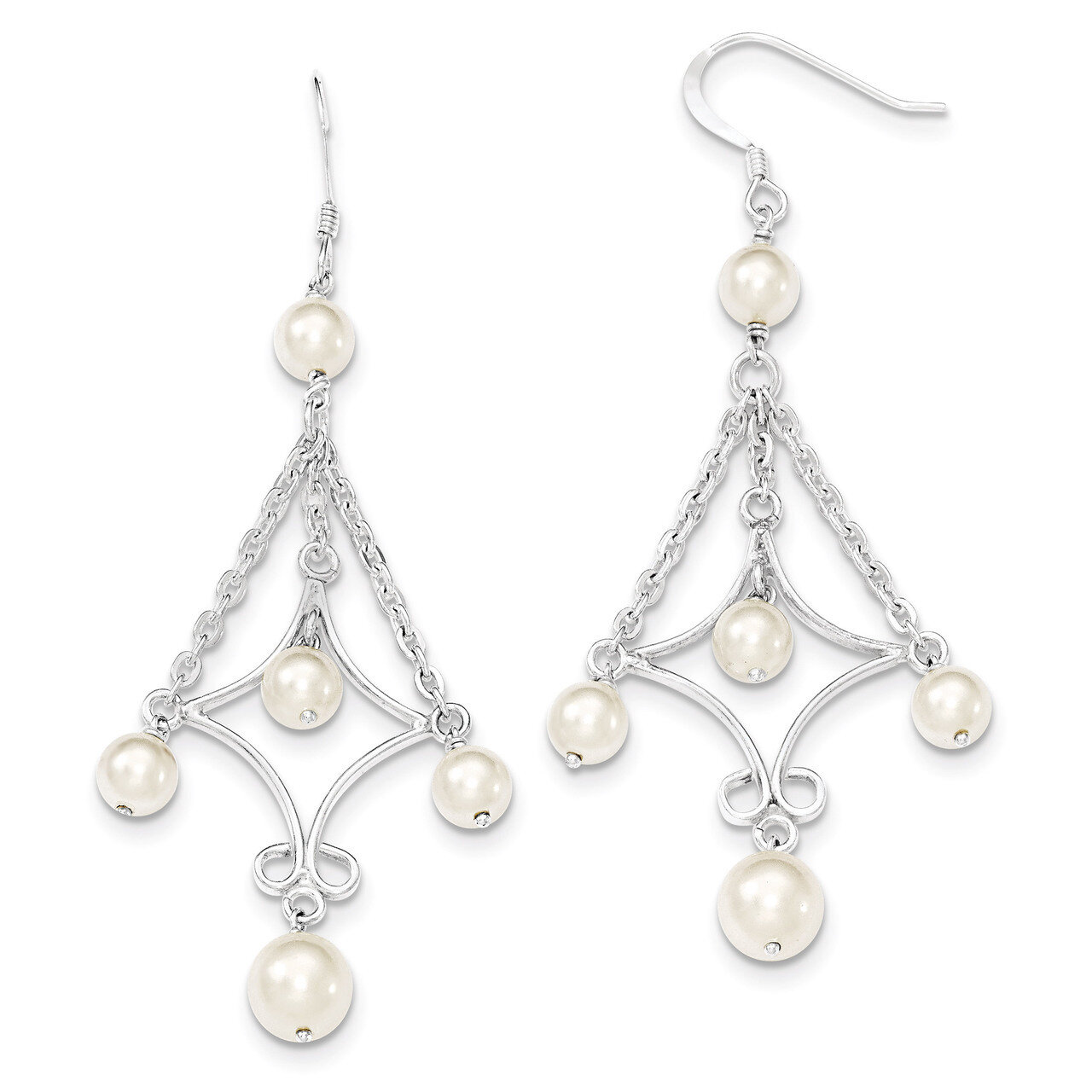 Pearl Dangle Earrings Sterling Silver Cultured QE5117