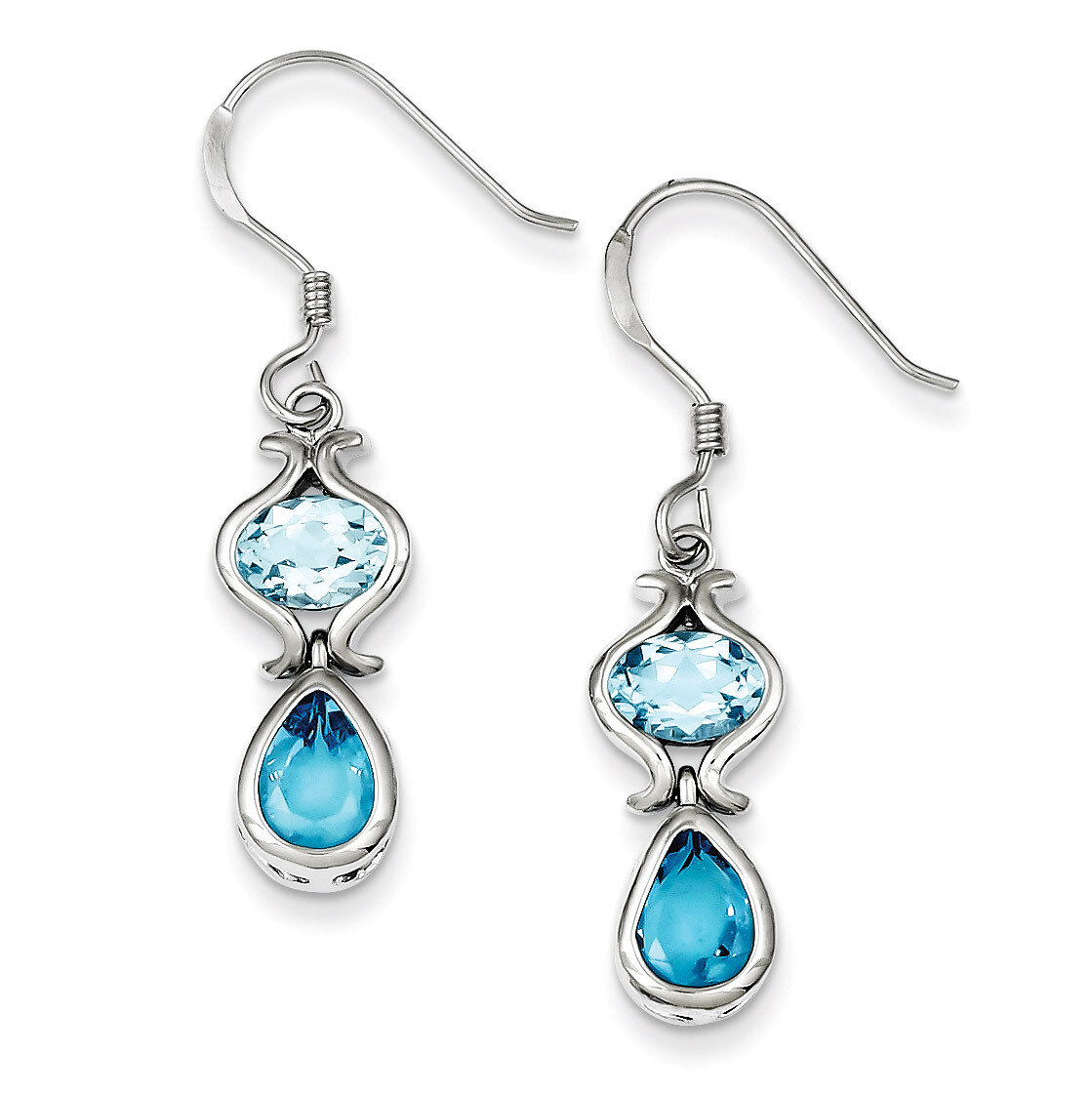 Blue Topaz Dangle Earrings Sterling Silver QE5154, MPN: QE5154, 191101188978