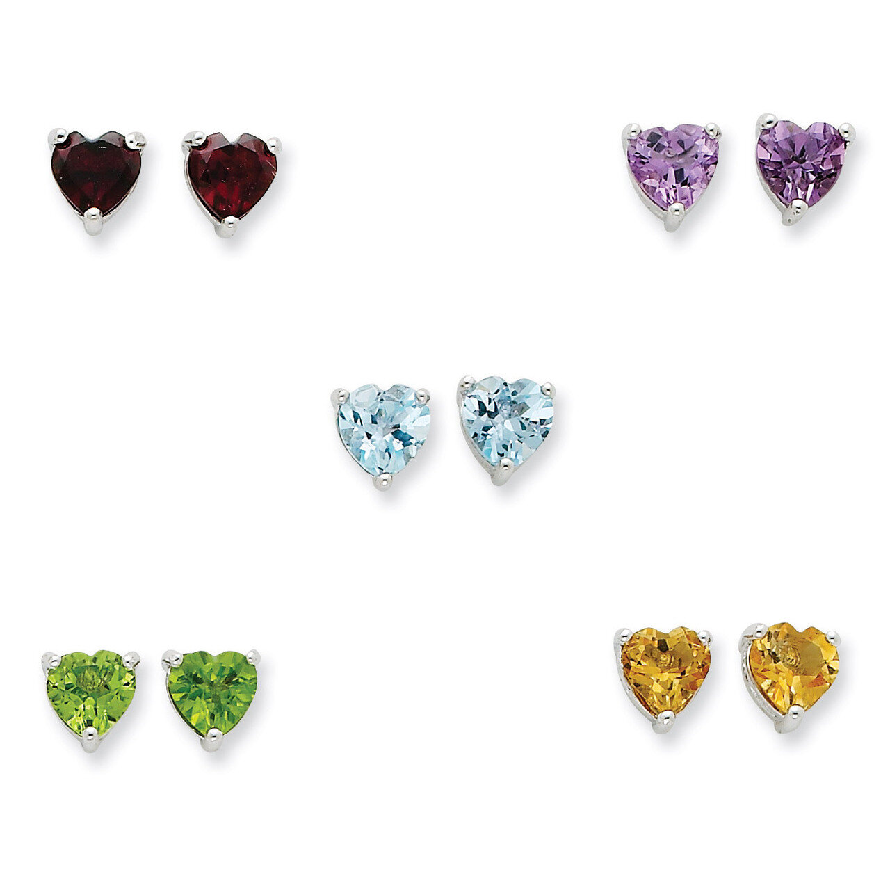 Gemstone Post Earring Set Sterling Silver QE5277, MPN: QE5277, 191101189210