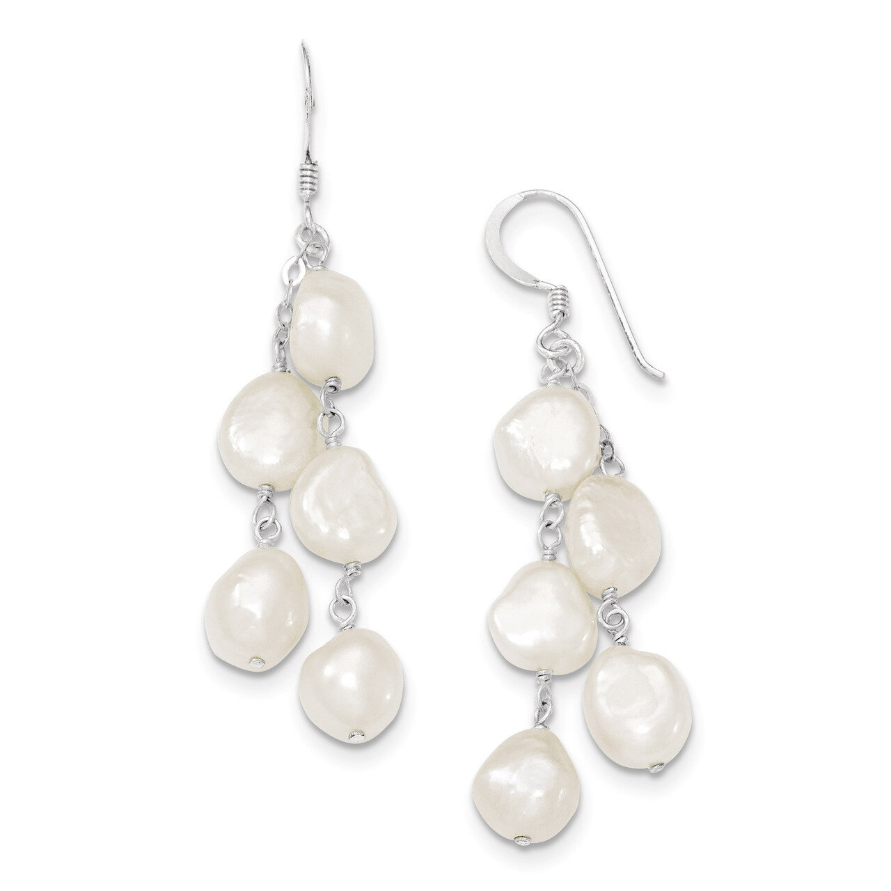 2-Strand Cultured Pearl Dangle Earrings Sterling Silver QE5424
