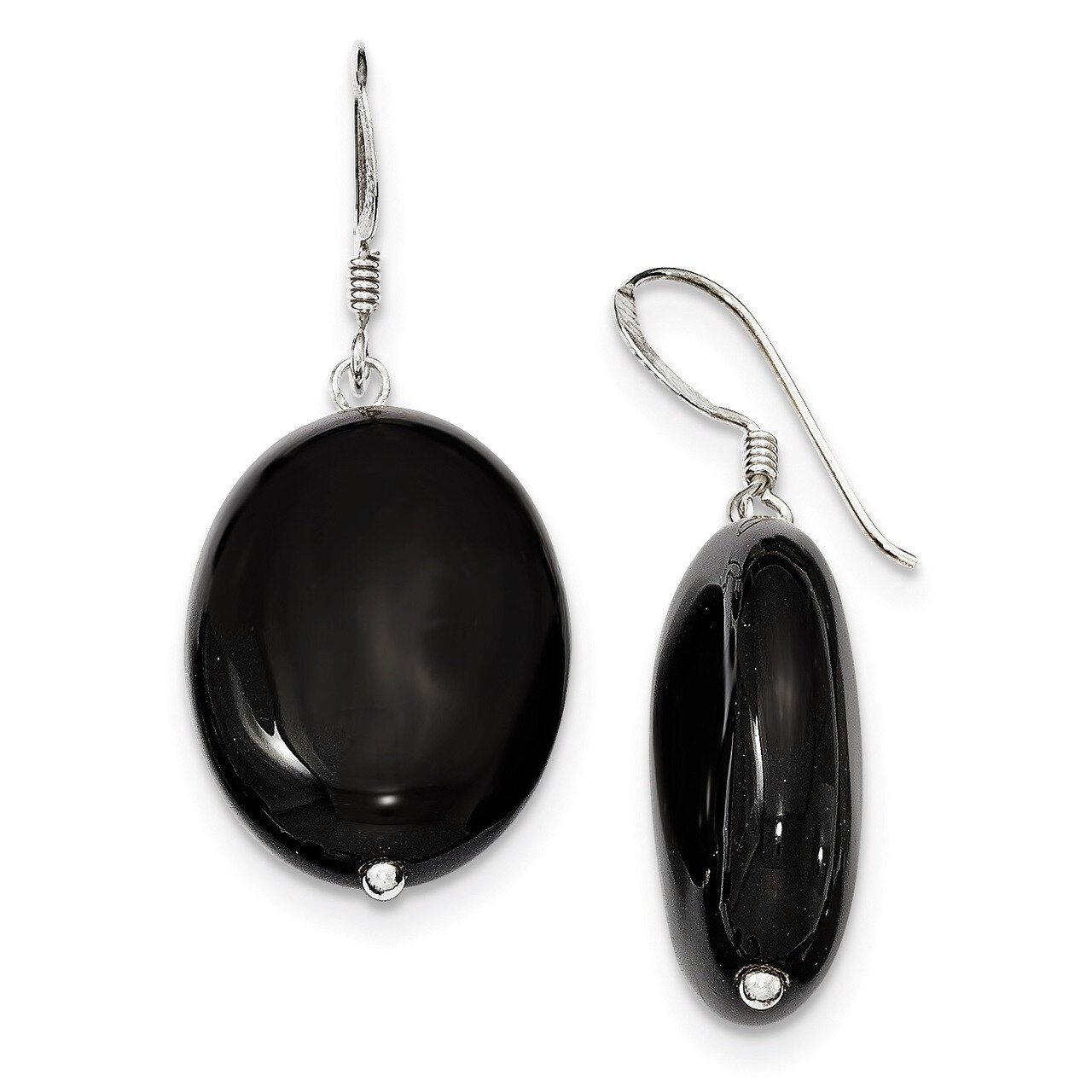 Black Agate Earrings Sterling Silver QE5468, MPN: QE5468, 883957936581