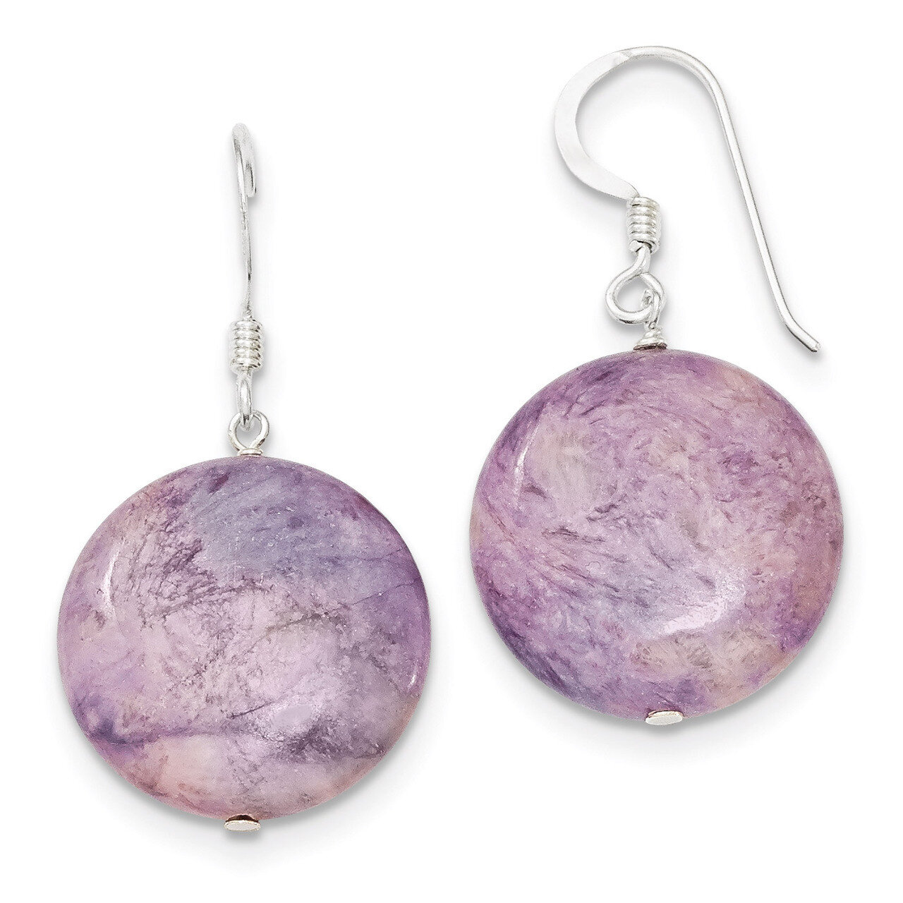 Purple Lepidolite Earrings Sterling Silver QE5854, MPN: QE5854, 191101189401