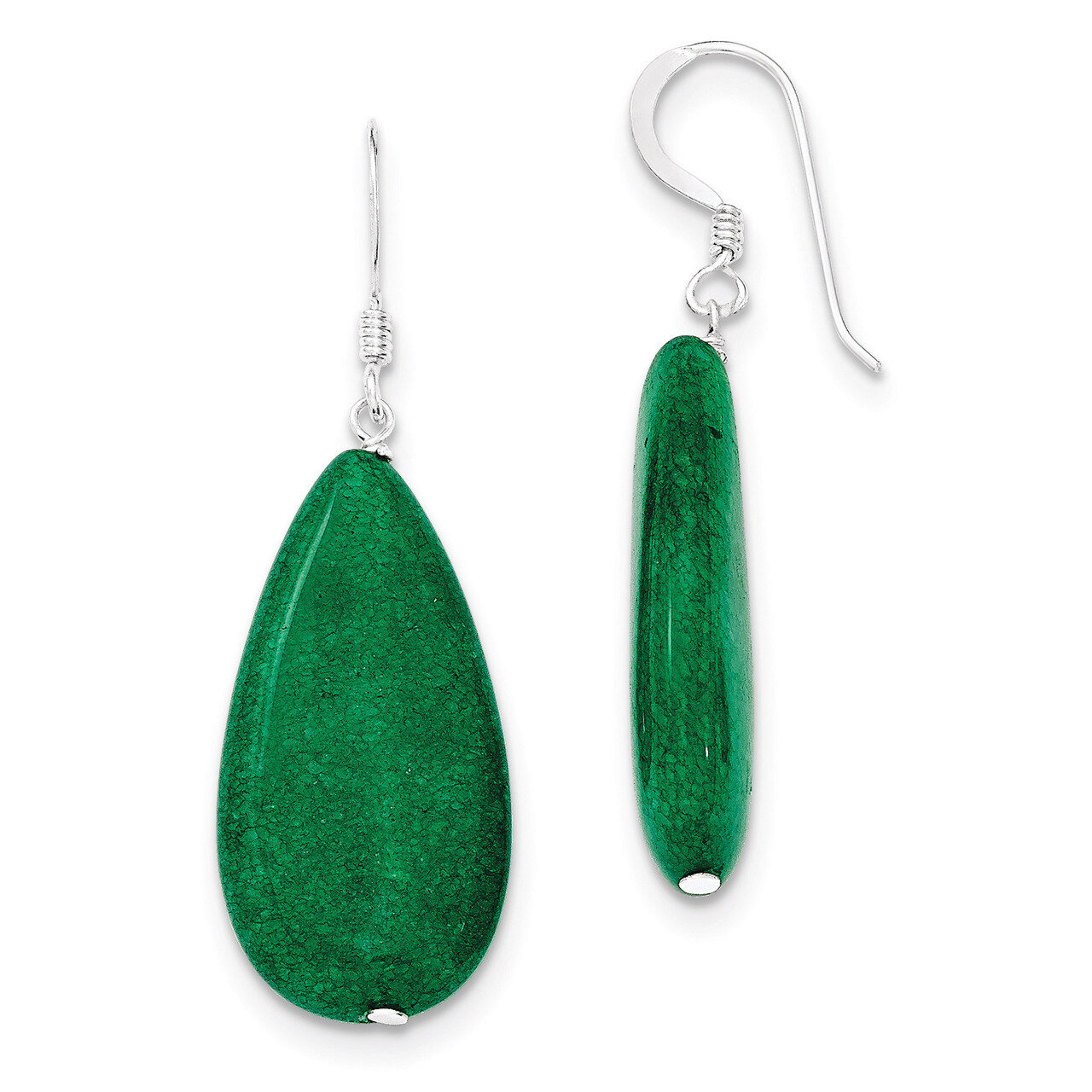 Dark Green Jade Earrings Sterling Silver QE5897