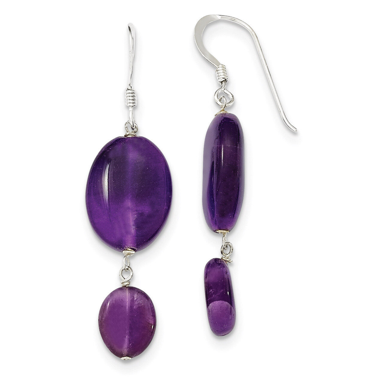 Amethyst and Dark Purple Jade Earrings Sterling Silver QE5903
