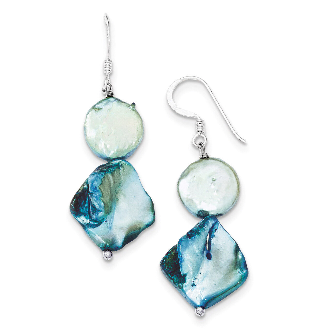Blue Mother of Pearl &amp; Cultured Pearl Earrings Sterling Silver QE5926, MPN: QE5926, 886774248059