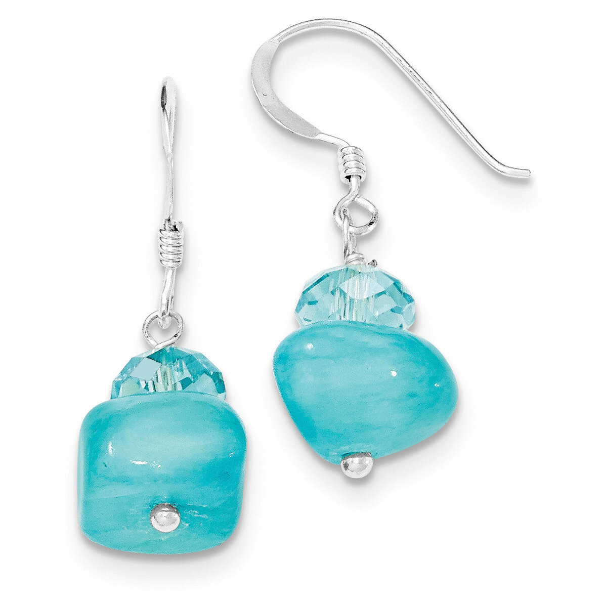 Aquamarine Crystal and Blue Jade Earrings Sterling Silver QE6083