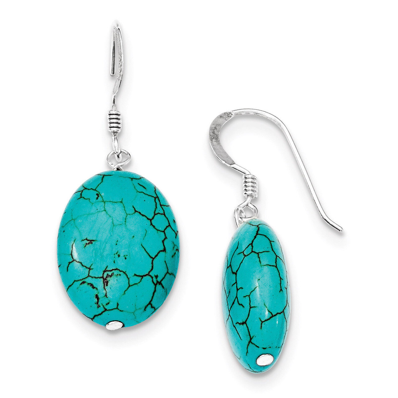 Dyed Blue Howlite Dangle Earrings Sterling Silver QE6191, MPN: QE6191, 191101189739