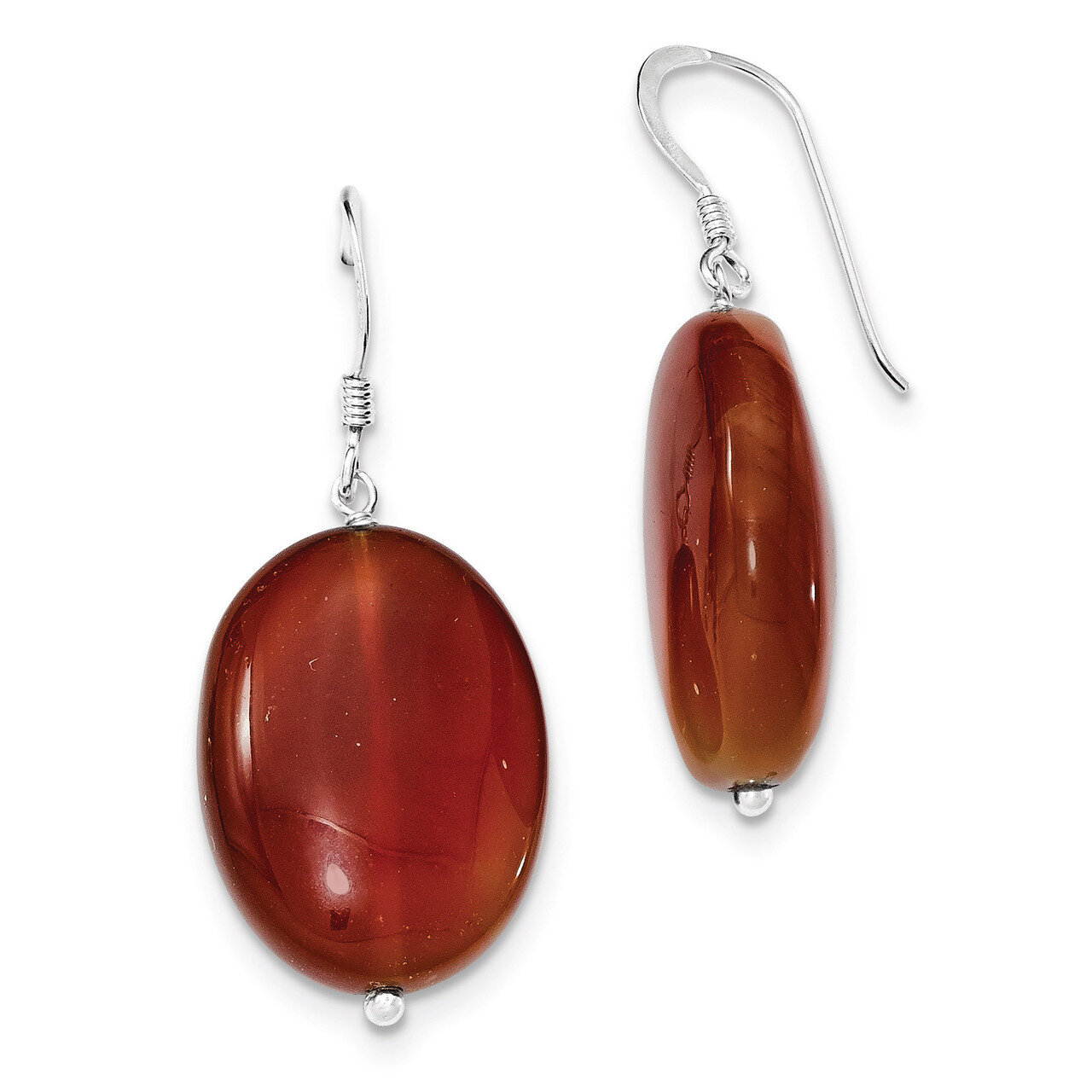 Brown Sardonyx Dangle Earrings Sterling Silver QE6207, MPN: QE6207, 191101189753