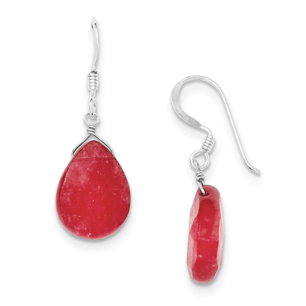 Red Jade Dangle Earrings Sterling Silver QE6209, MPN: QE6209, 886774246796