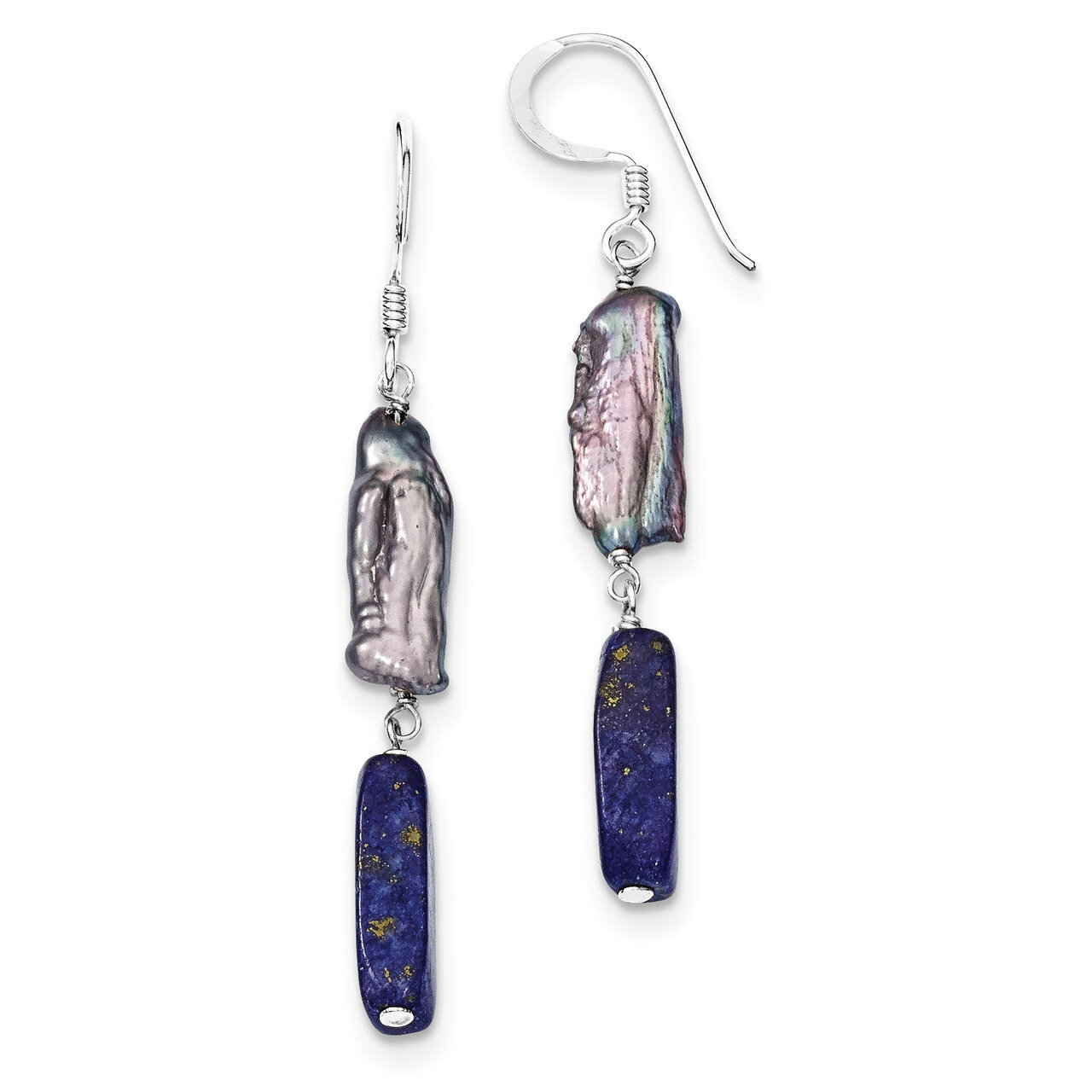 Blue Lapis &amp; Grey Cultured Pearl Earrings Sterling Silver QE6214, MPN: QE6214, 886774246192