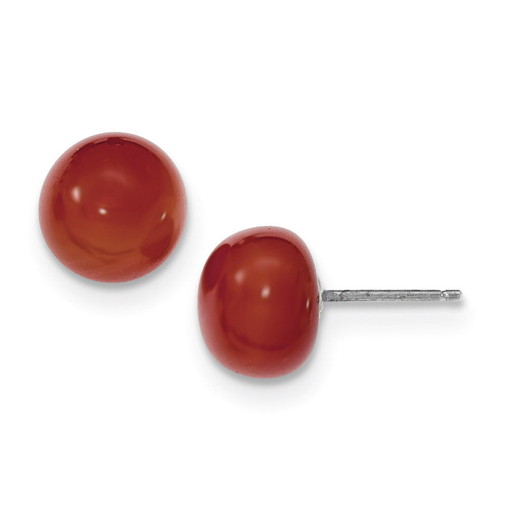 10-10.5mm Button Carnelian Post Earrings Sterling Silver QE6383, MPN: QE6383, 815479017042