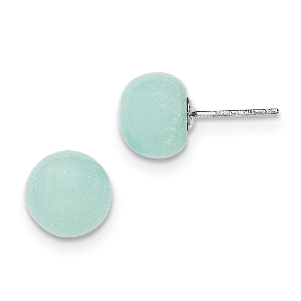 10-10.5mm Button Amazonite Post Earrings Sterling Silver QE6392, MPN: QE6392, 815479017066