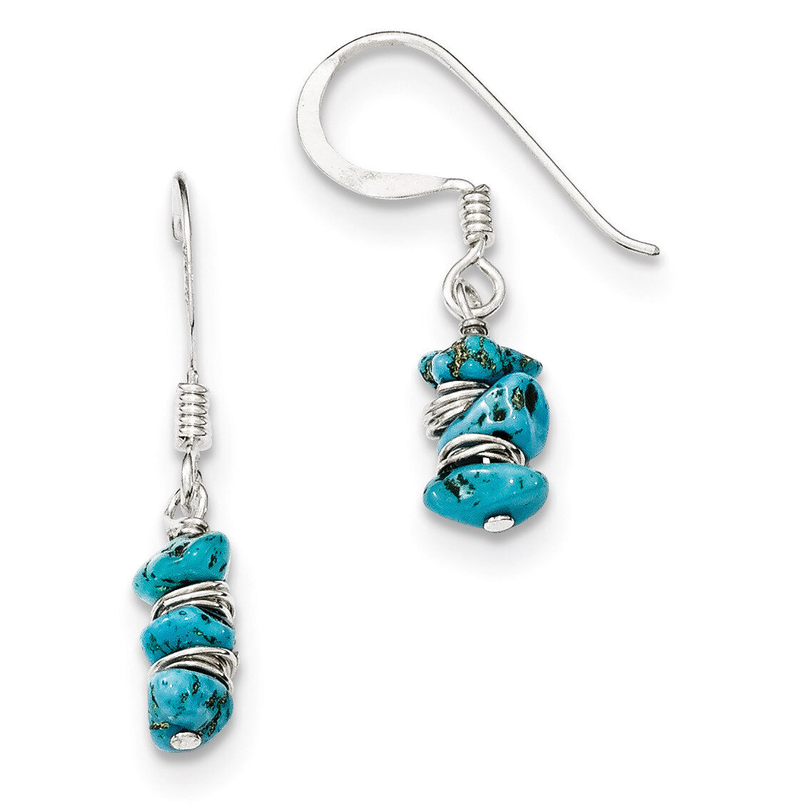 Turquoise Chip Dangle Earrings Sterling Silver QE6400, MPN: QE6400, 886774080789
