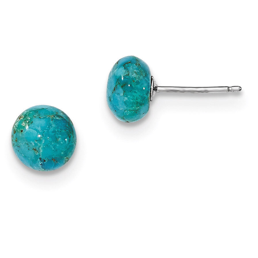 8-8.5mm Button Turquoise Post Earrings Sterling Silver QE6416