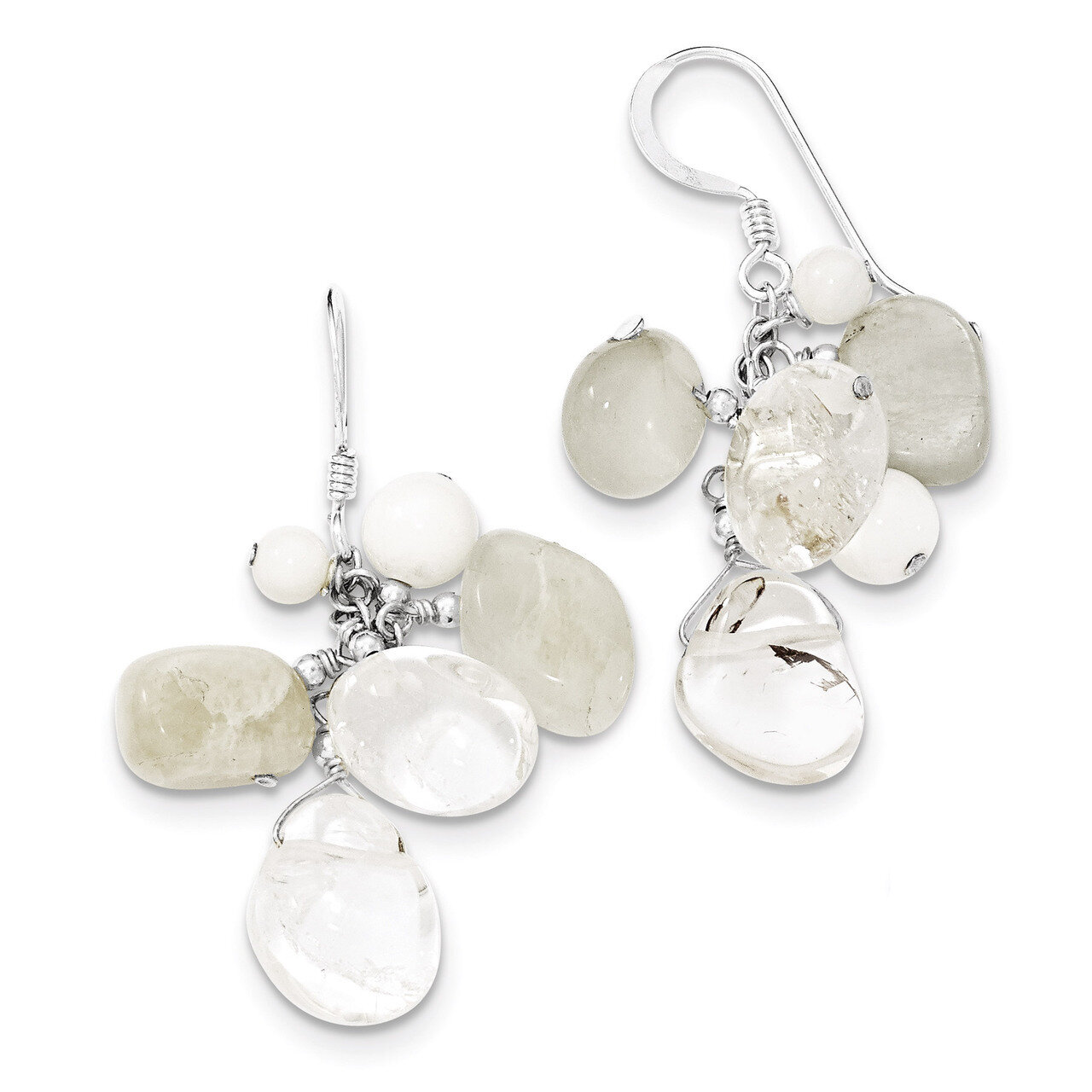 Jade Mother Of Pearl Moonstone Rock Quartz Earrings Sterling Silver QE6477, MPN: QE6477, 8839574605…