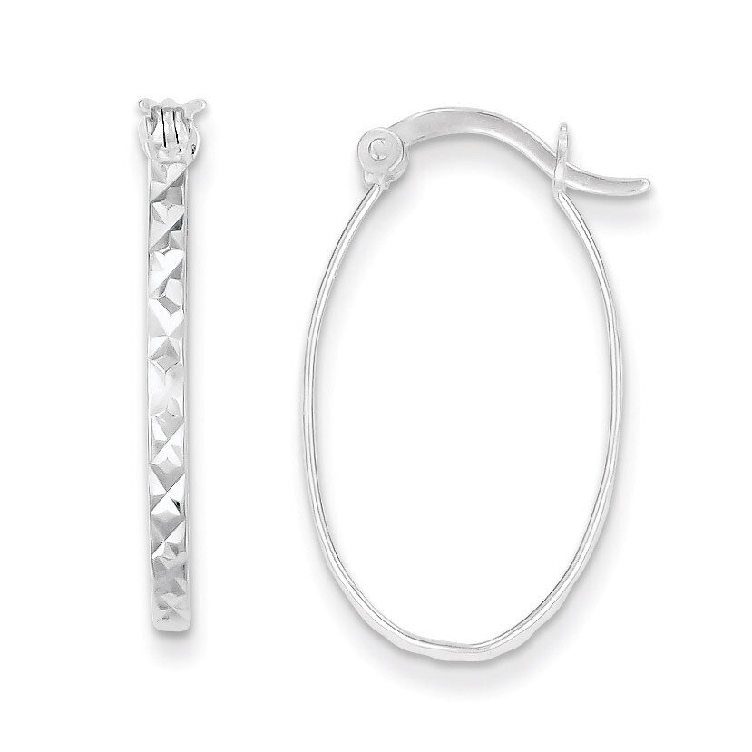 Textured Oval Hoop Earrings Sterling Silver Polished QE6605, MPN: QE6605, 723252737547
