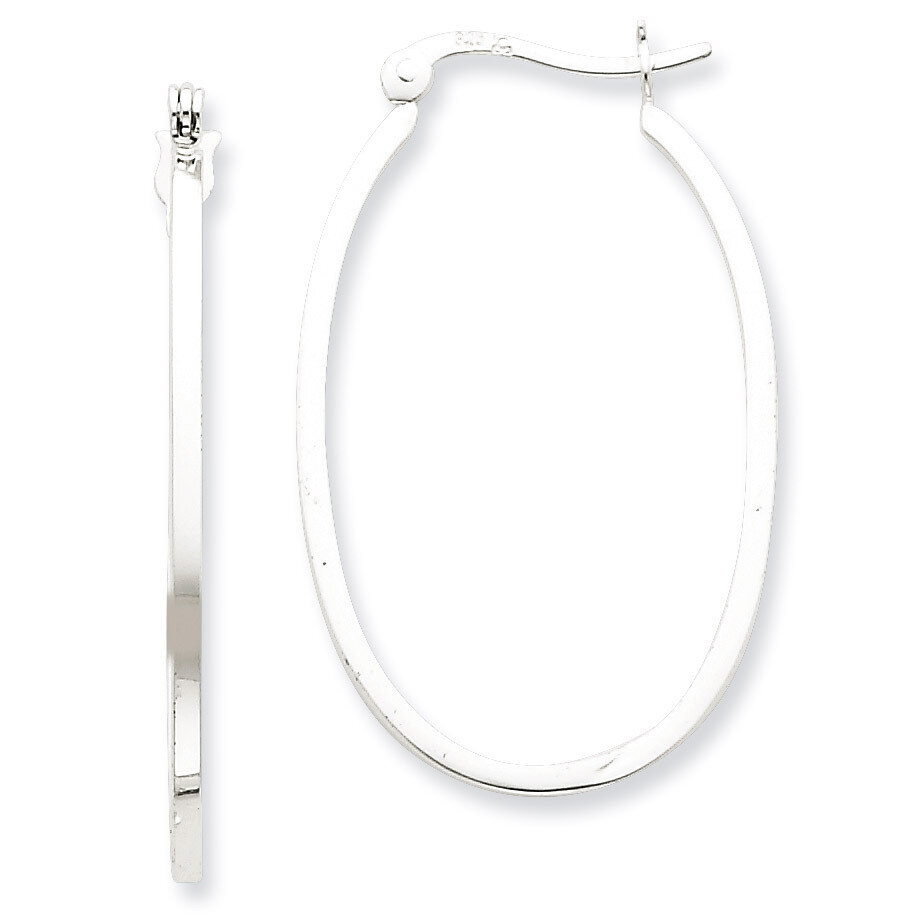 Oval Hoop Earrings Sterling Silver Polished QE6624, MPN: QE6624, 723252509298