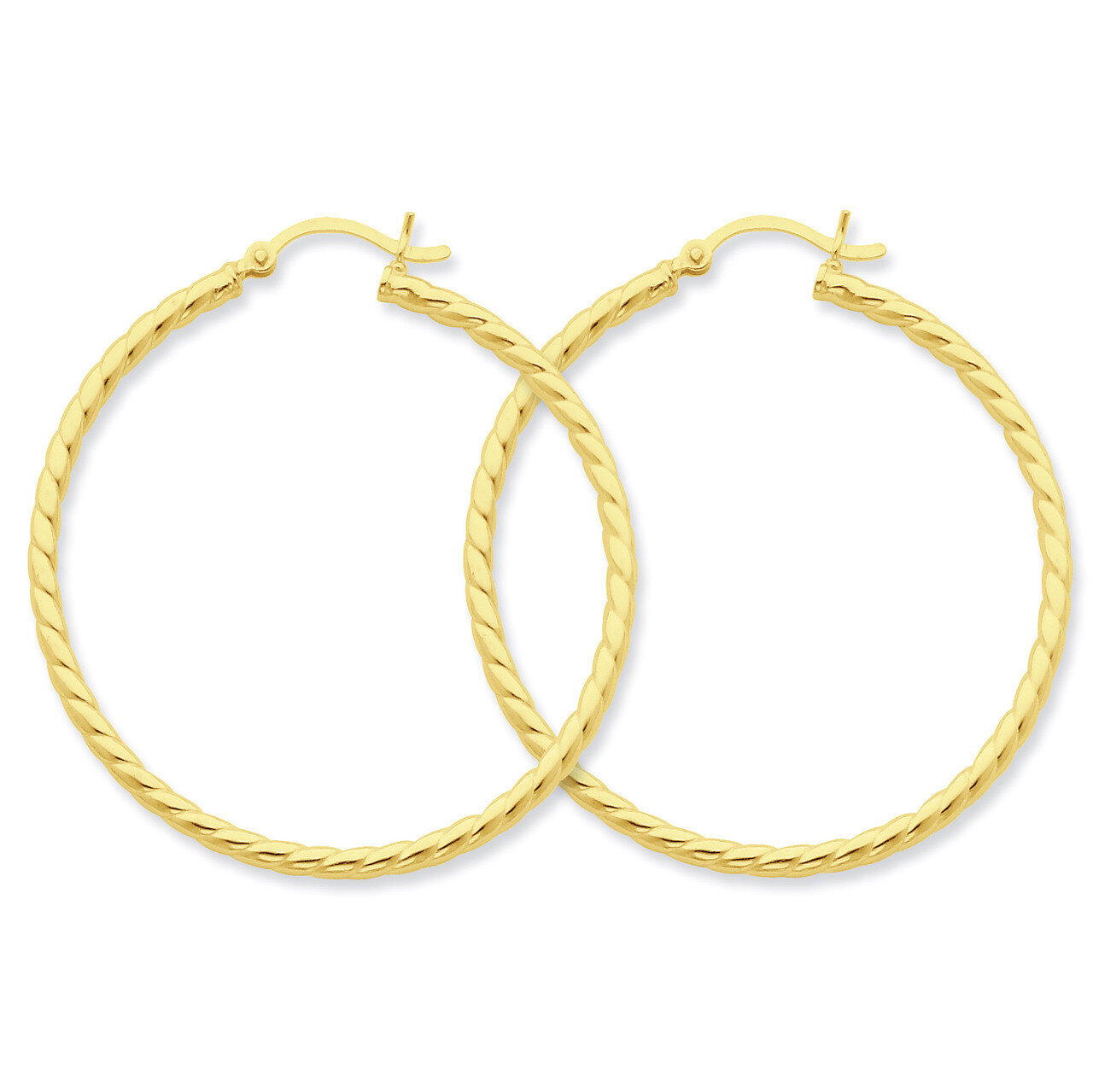 Gold-flashed Twisted 45mm Hoop Earrings Sterling Silver QE6658