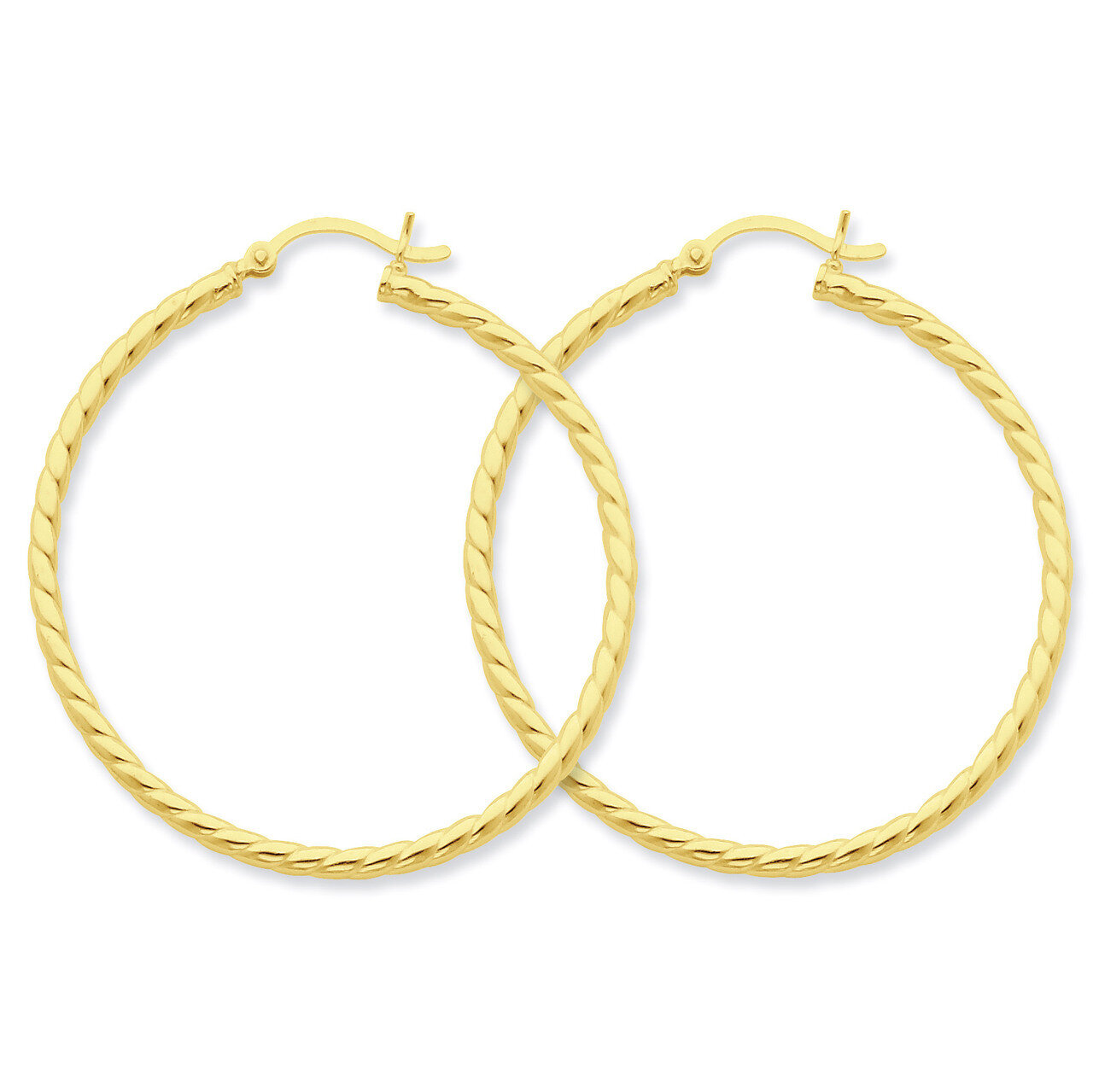 Gold-flashed Twisted 45mm Hoop Earrings Sterling Silver QE6658, MPN: QE6658, 886774247267