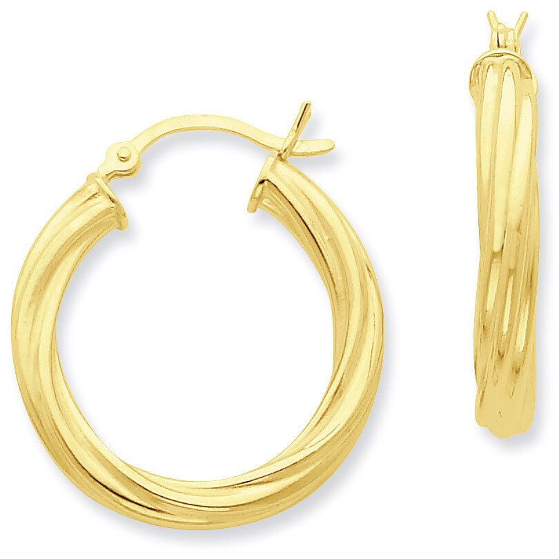 Gold-flashed Twist 25mm Hoop Earrings Sterling Silver QE6672, MPN: QE6672, 886774247090