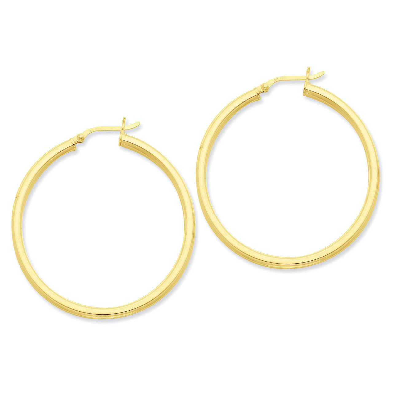 Gold-flashed 45mm Grooved Hoop Earrings Sterling Silver QE6683, MPN: QE6683, 886774247243