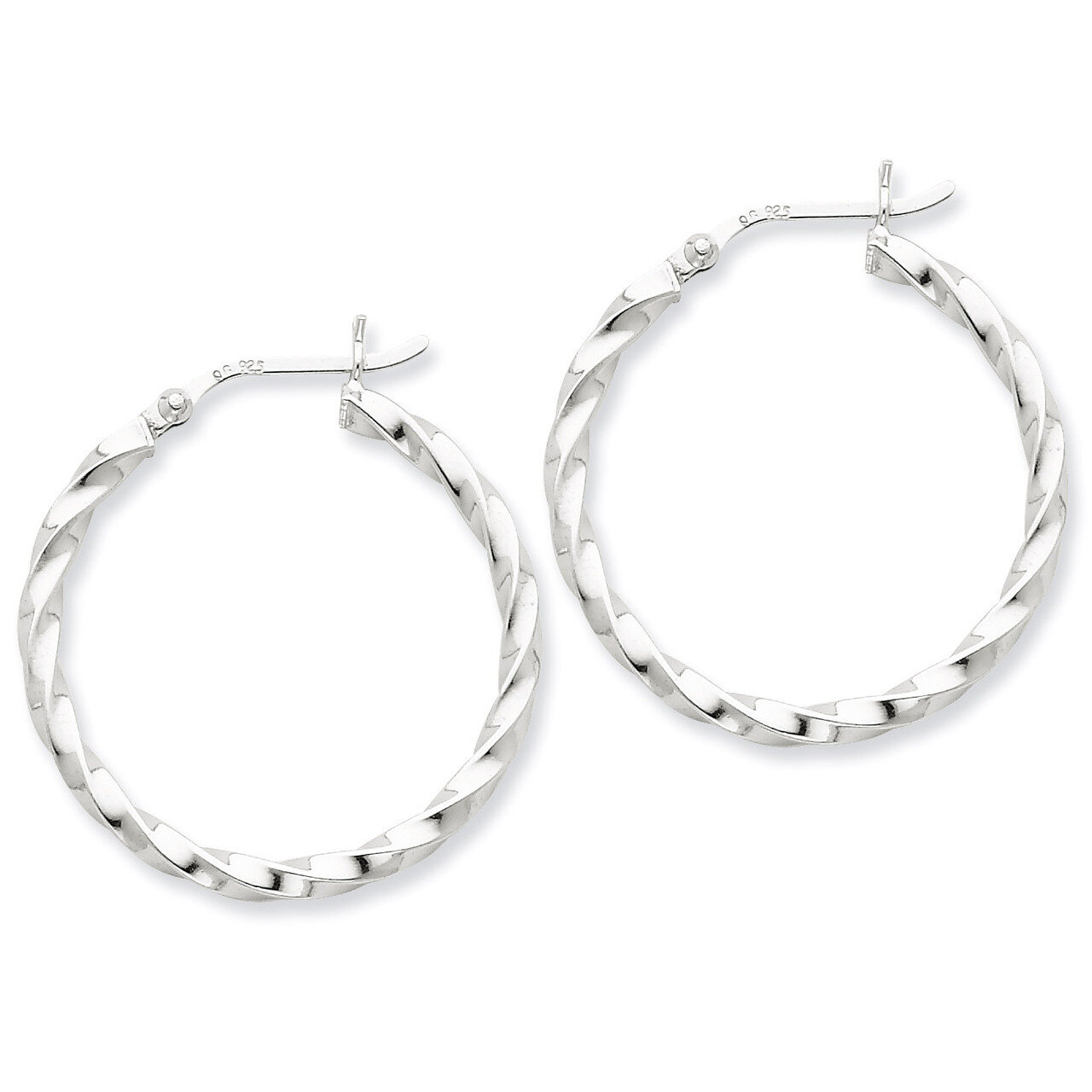 Twisted 30mm Hoop Earrings Sterling Silver QE6752, MPN: QE6752, 883957564630