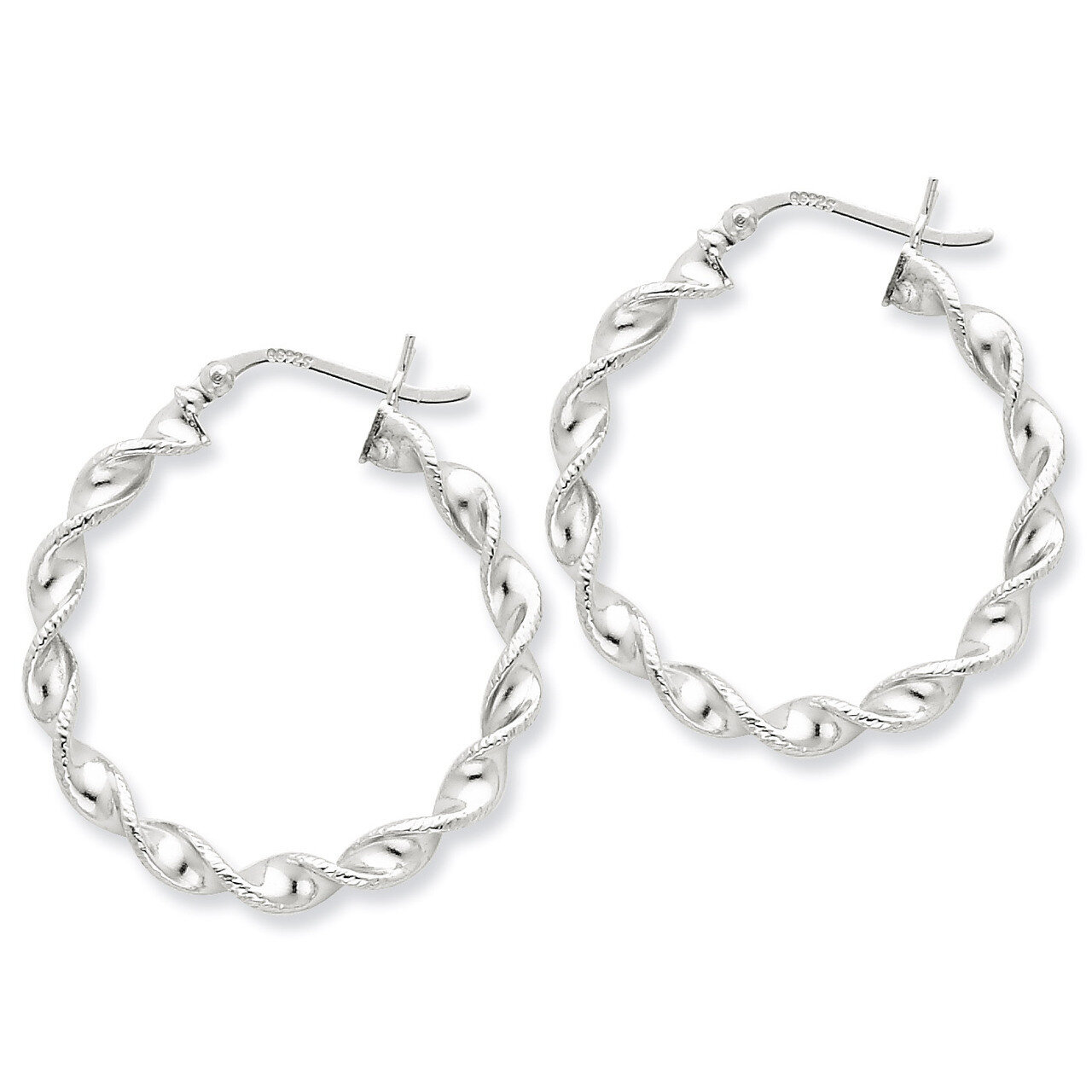 Twist 30mm Hoop Earrings Sterling Silver Rhodium-plated QE6753, MPN: QE6753, 883957569574
