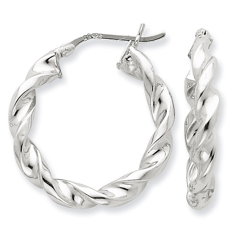 Twist 25mm Hoop Earrings Sterling Silver QE6757, MPN: QE6757, 883957567532