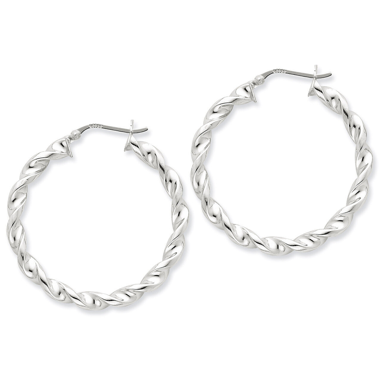 Twist 35mm Hoop Earrings Sterling Silver Rhodium-plated QE6758, MPN: QE6758, 883957575315