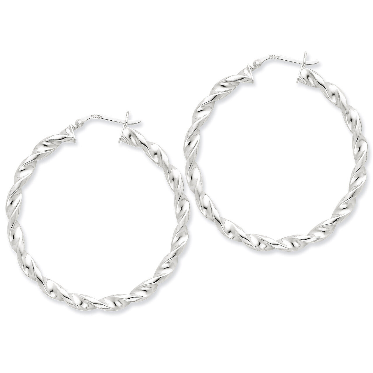 Twist 45mm Hoop Earrings Sterling Silver Rhodium-plated QE6759, MPN: QE6759, 883957542751