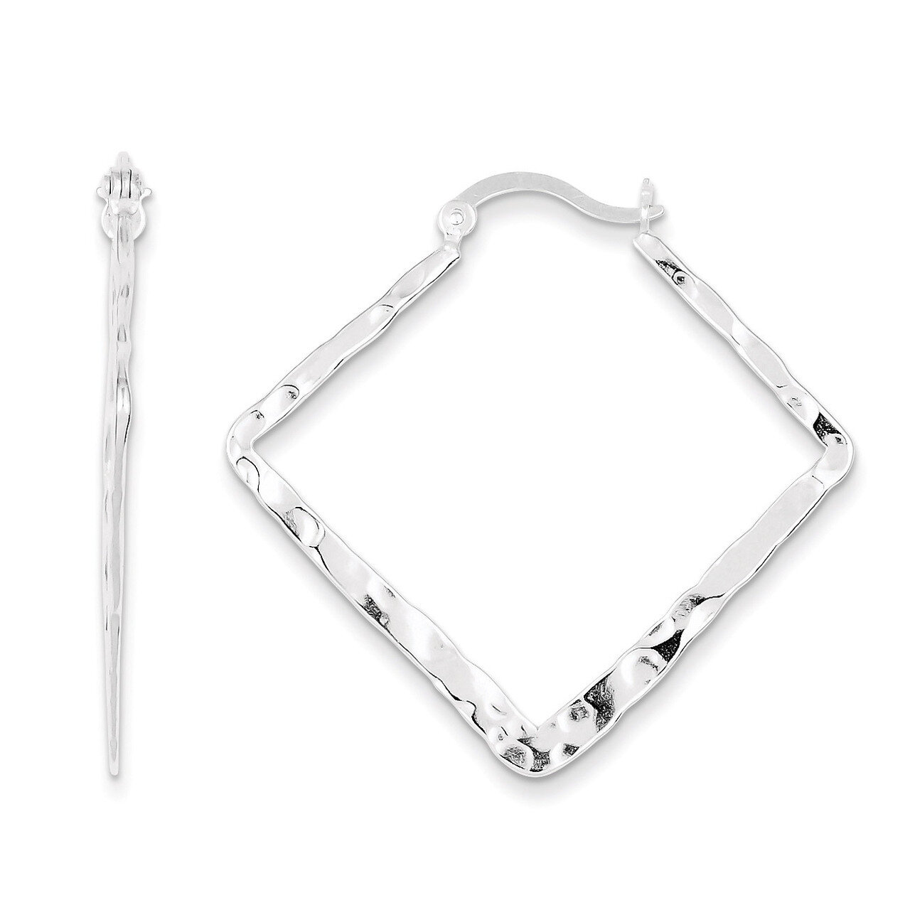 Hammered &amp; Polished Fancy Hoop Earrings Sterling Silver QE6798, MPN: QE6798, 723252335088