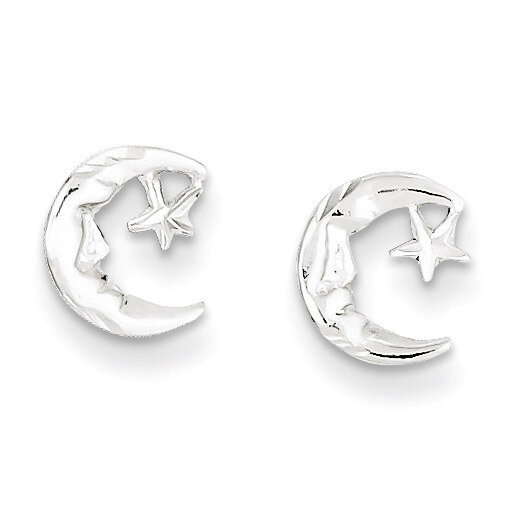 Moon &amp; Star Mini Earrings Sterling Silver QE681, MPN: QE681, 886774113883
