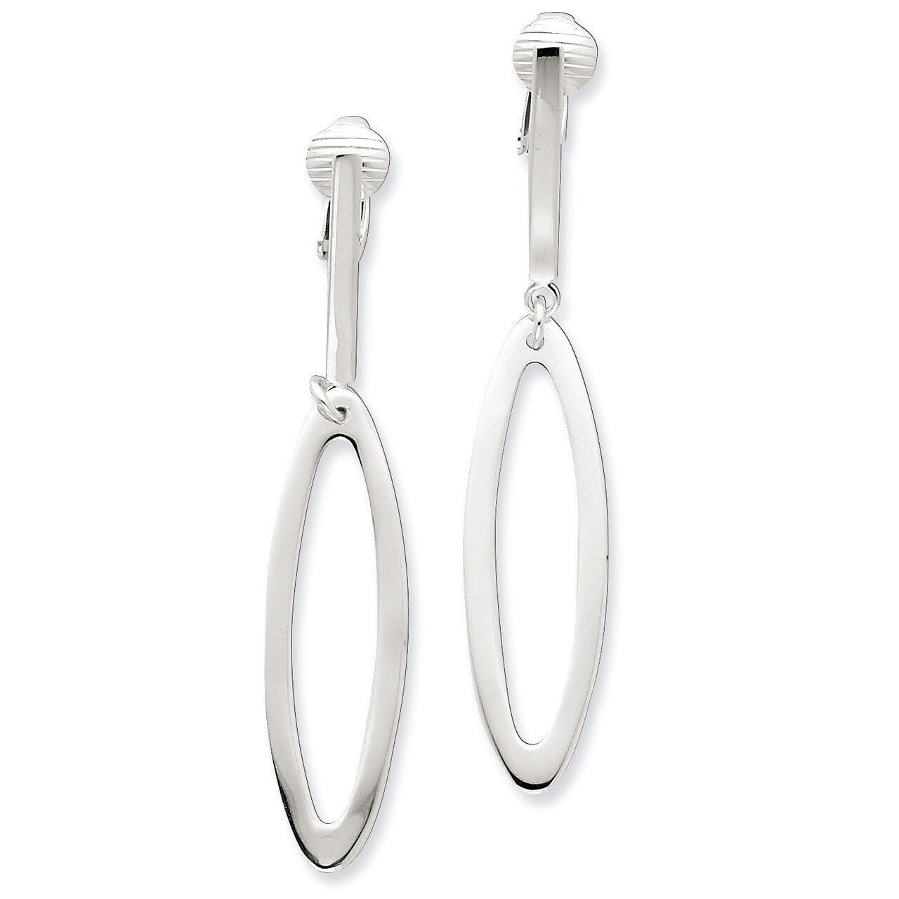 Non-Pierced Oval Dangle Clip Earrings Sterling Silver QE6833, MPN: QE6833, 883957580050